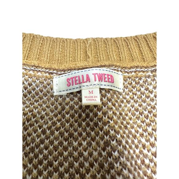 Stella Tweed Argyle Knit  Brown/Tan Vest Size Medium - Picture 5 of 7